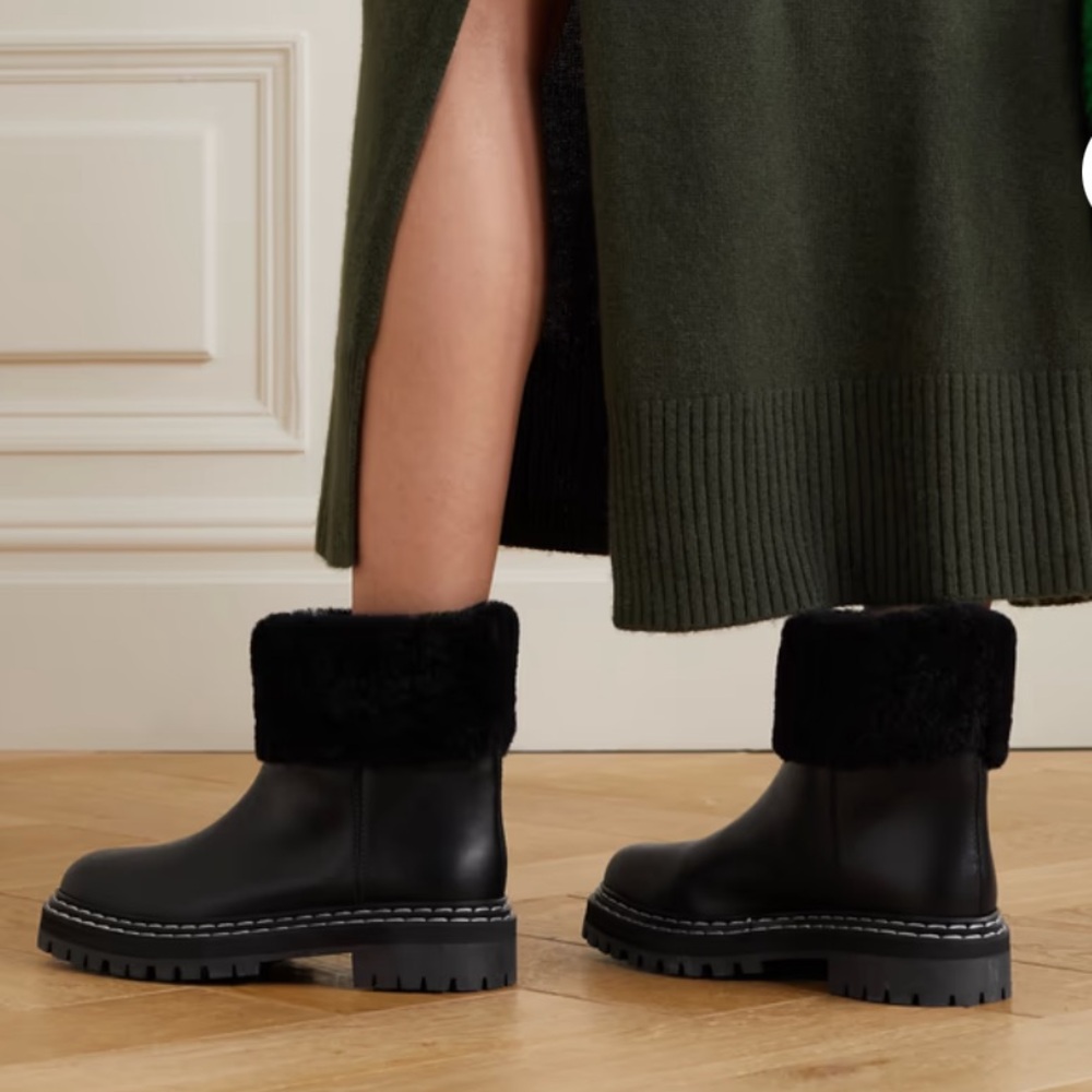 Black Proenza Schuler Shearling-lined leather ankle boots